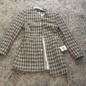 Zara Plaid Coat XS NWT
